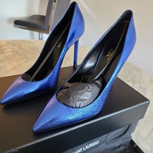 Saint Lauren metal blue stilettos